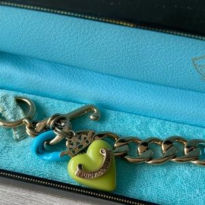 Juicy couture gold and enamel charm link bracelet